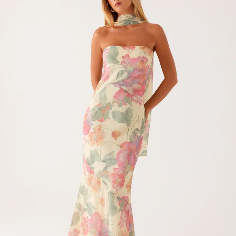 Peppermayo Pink and Green Strapless Sheath Dress